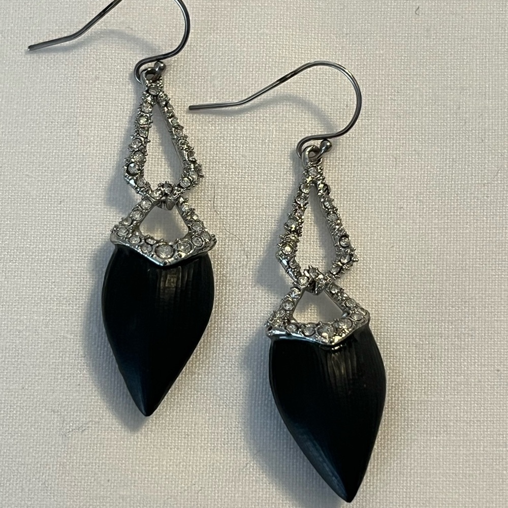 Alexis Bittar Black Lucite and Crystal Earrings